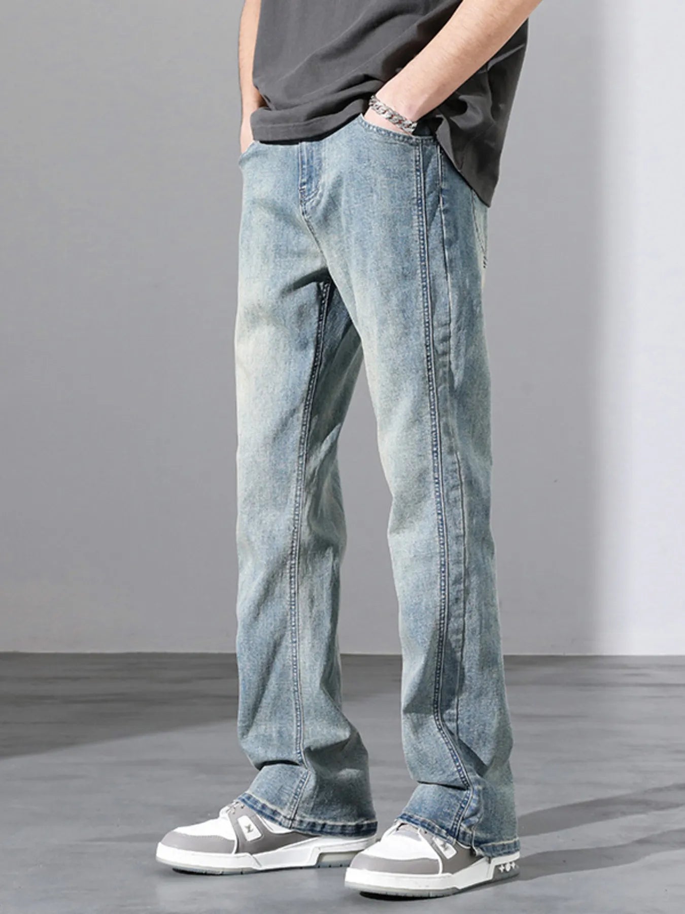 Straight Leg Jeans Plus Size in Nostalgic Blue for Men
