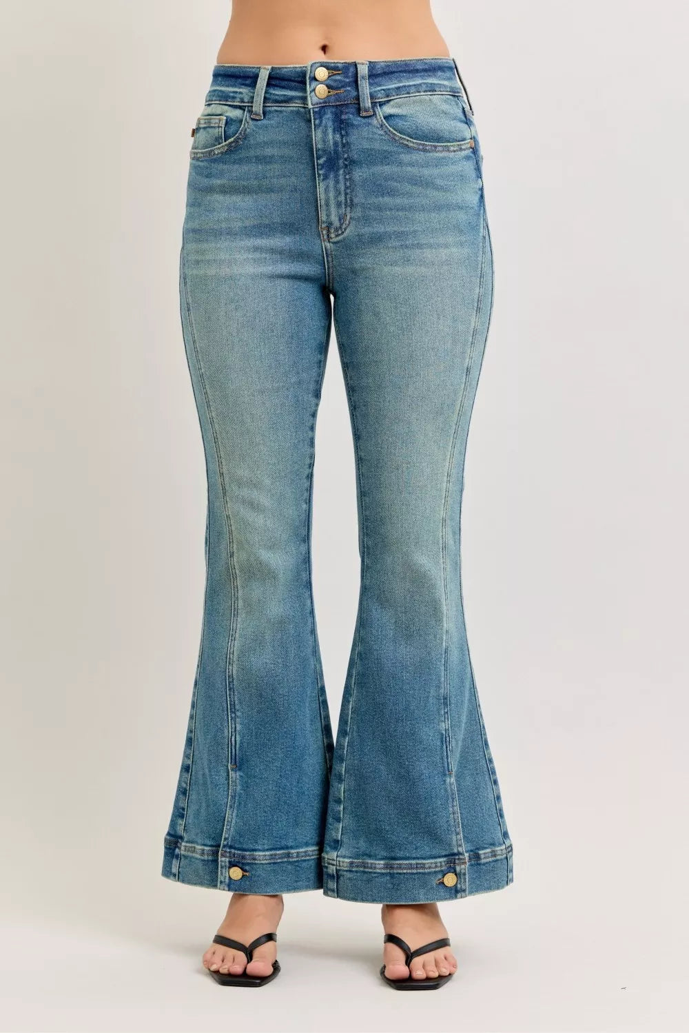 High Waist Vintage Wash Flare Jeans in Md for Women