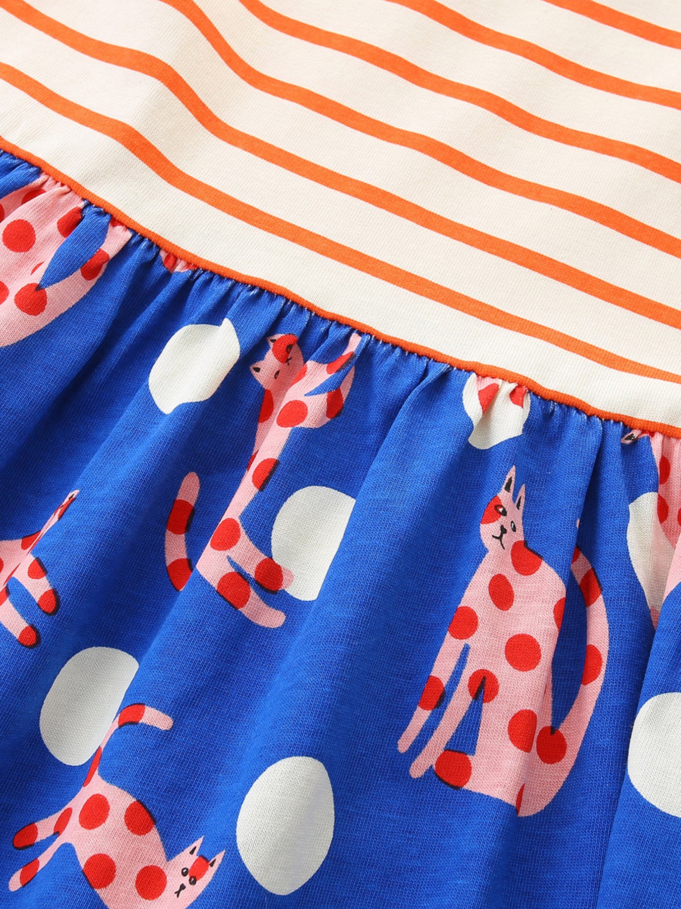 Striped Animal Print Ruffled Dress in Multicolor for Girls