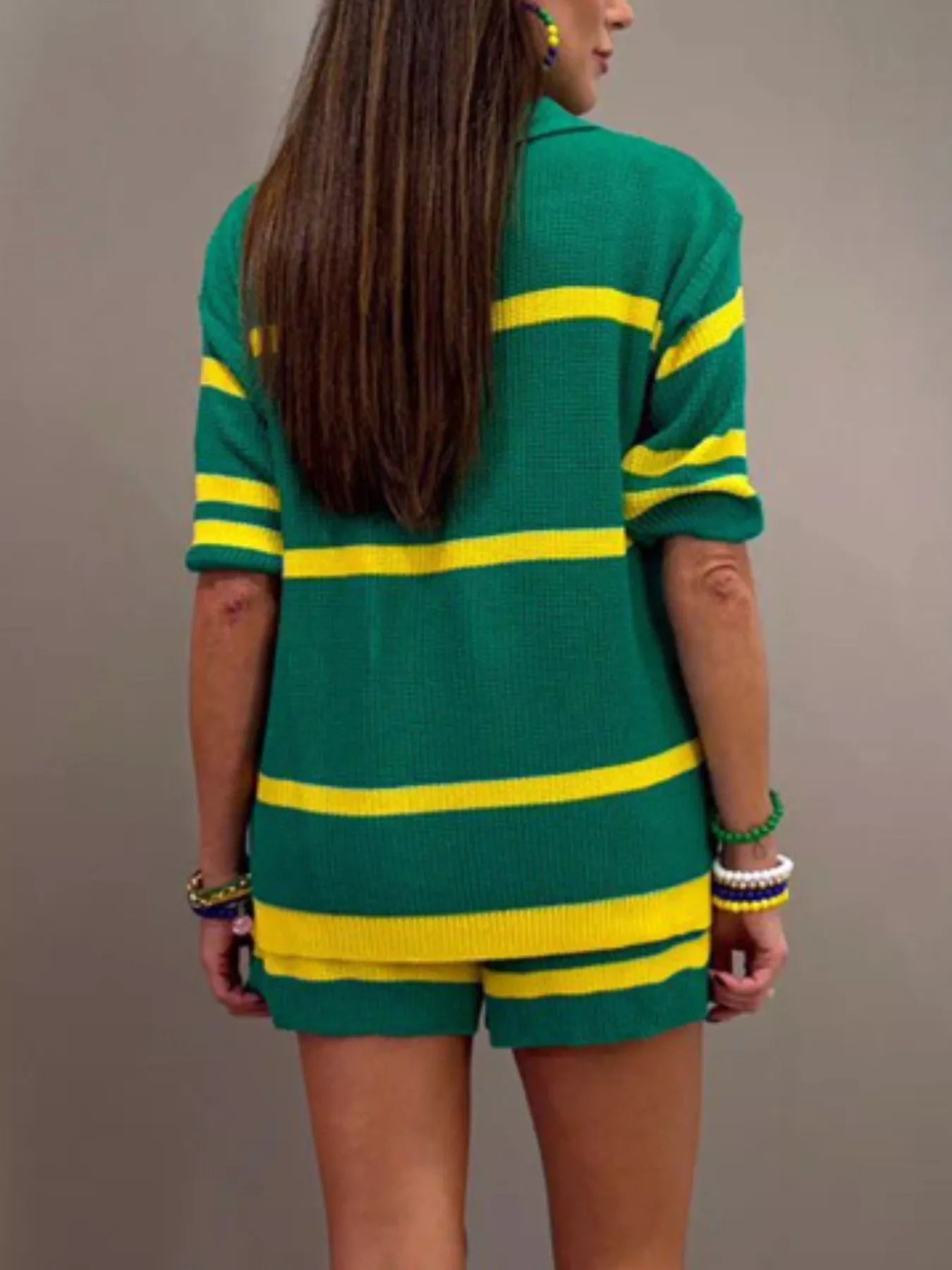 Brasil Two-Tone Top and Shorts Set in Green for Women