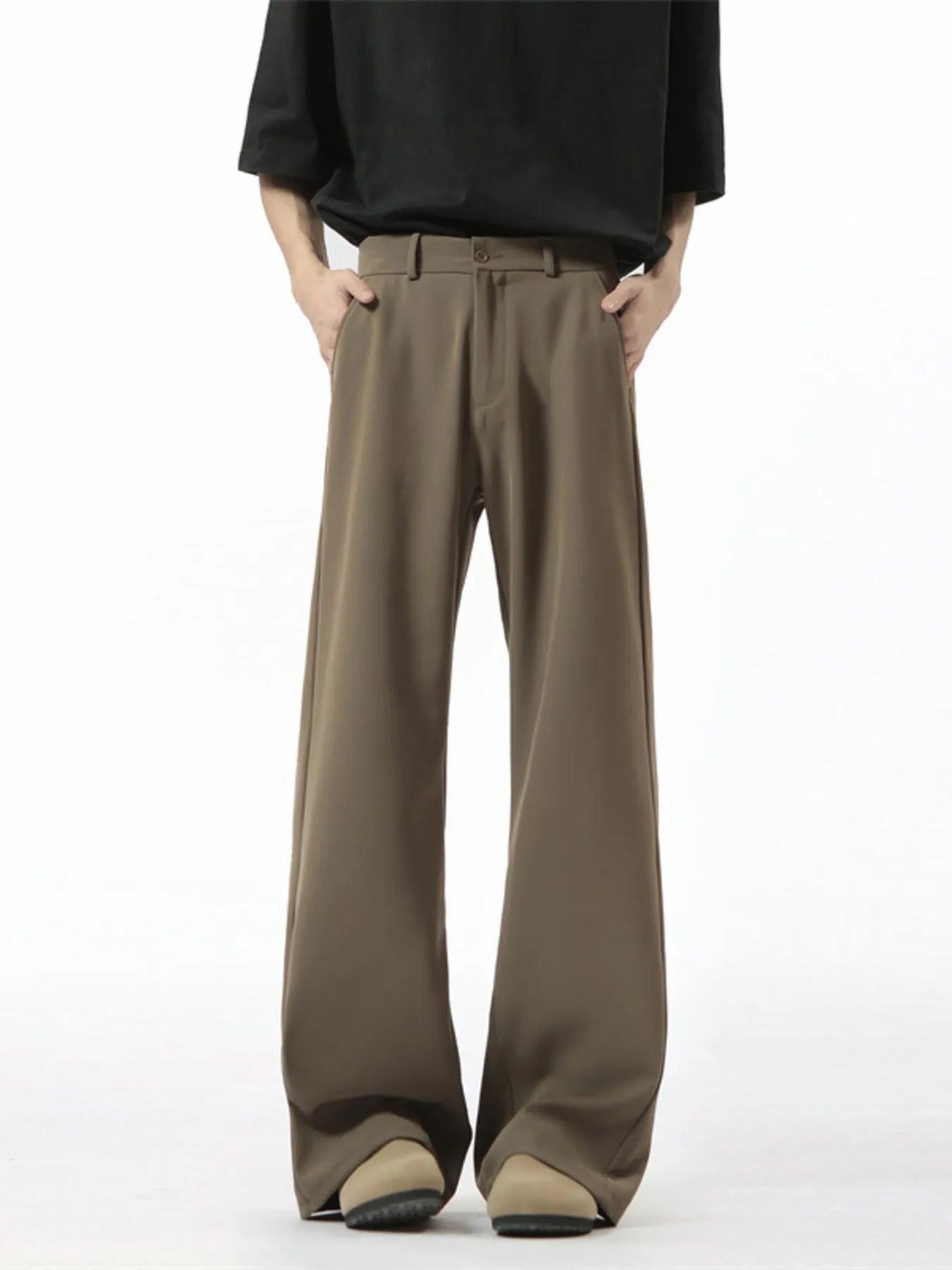 Wide Leg Pants Plus Size in Brown for Men
