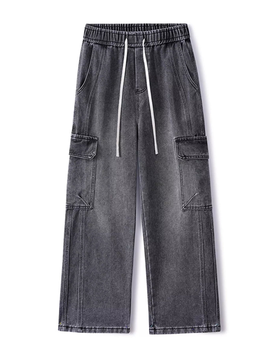 Wide Leg Cargo Jeans Plus Size in Light Blue for Men