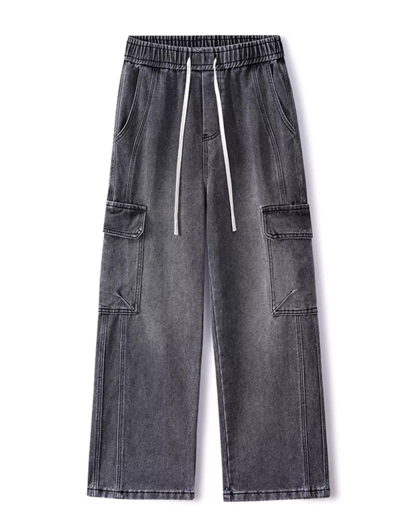 Wide Leg Cargo Jeans Plus Size in Light Blue for Men