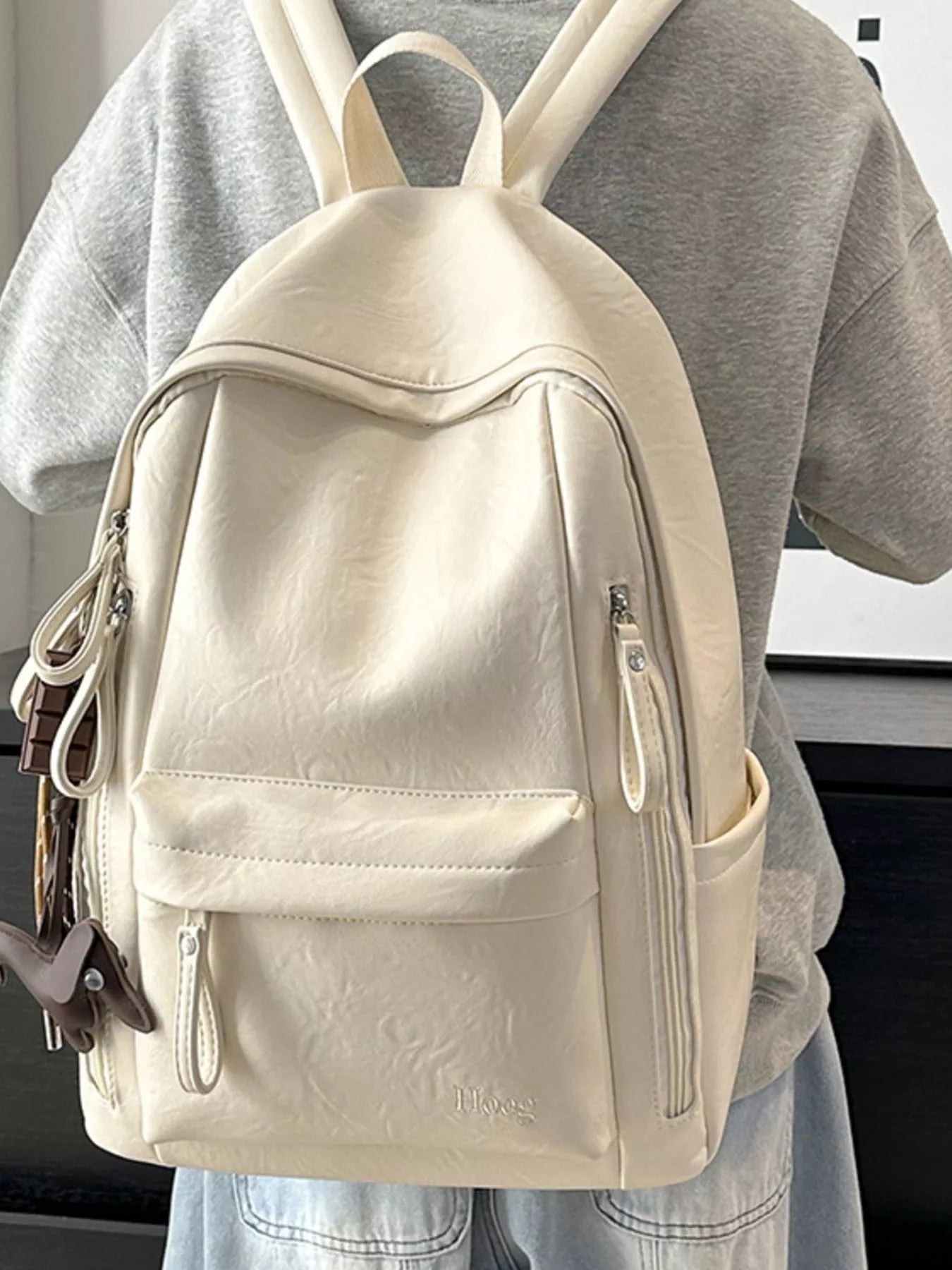 Leather Texture Backpack Bag for Women