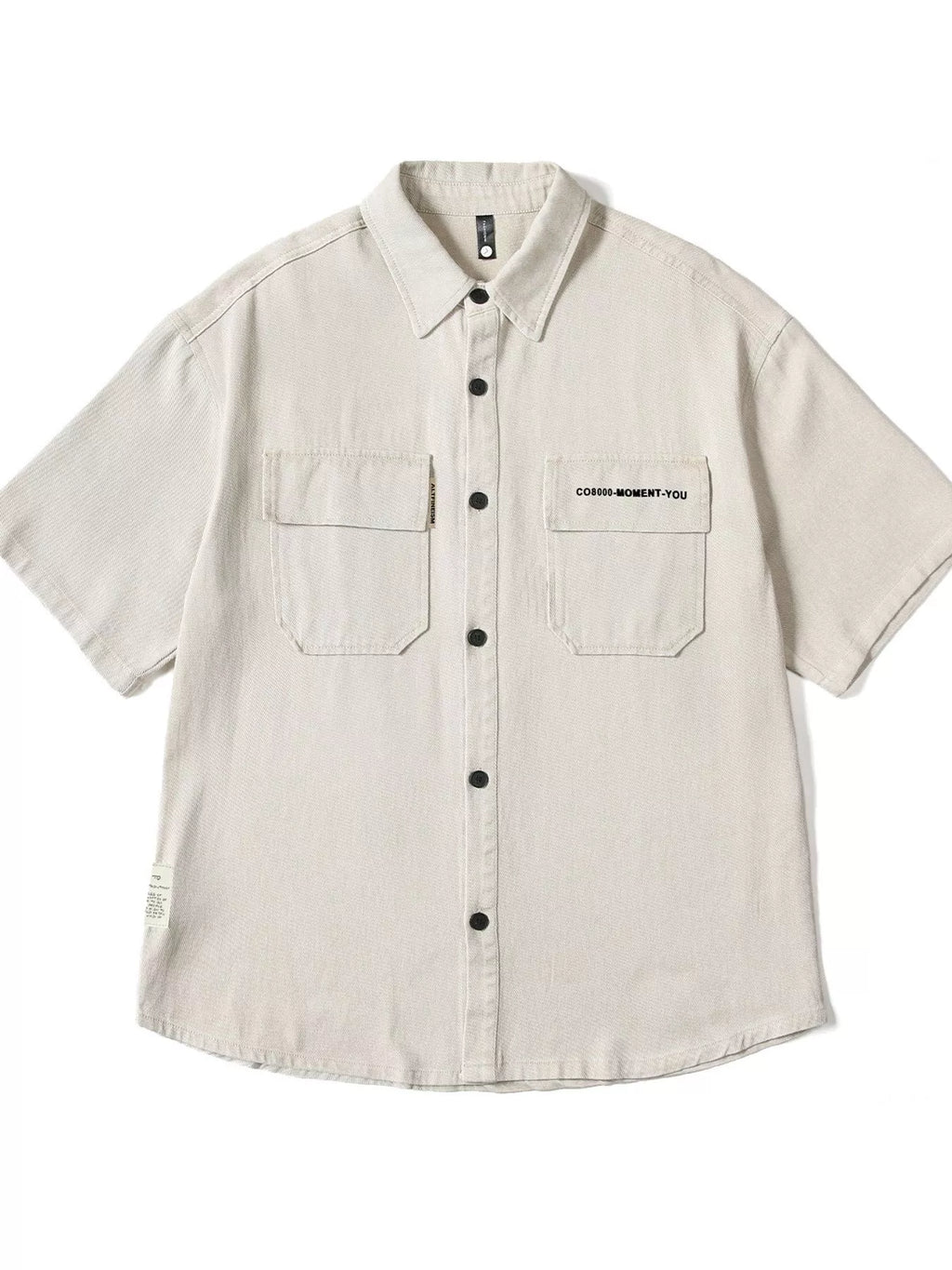Button Down Oversized Short Sleeve Shirt Plus Size in Light Apricot for Men