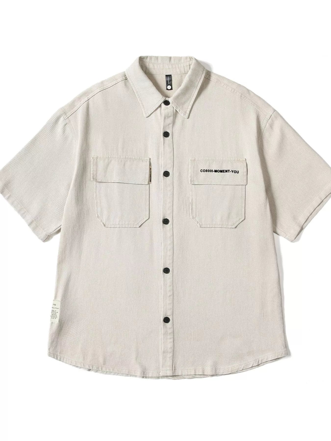 Button Down Oversized Short Sleeve Shirt Plus Size in Light Apricot for Men