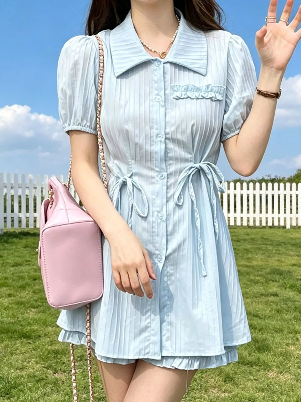 Tied Button Up Shirt and Shorts Set for Women