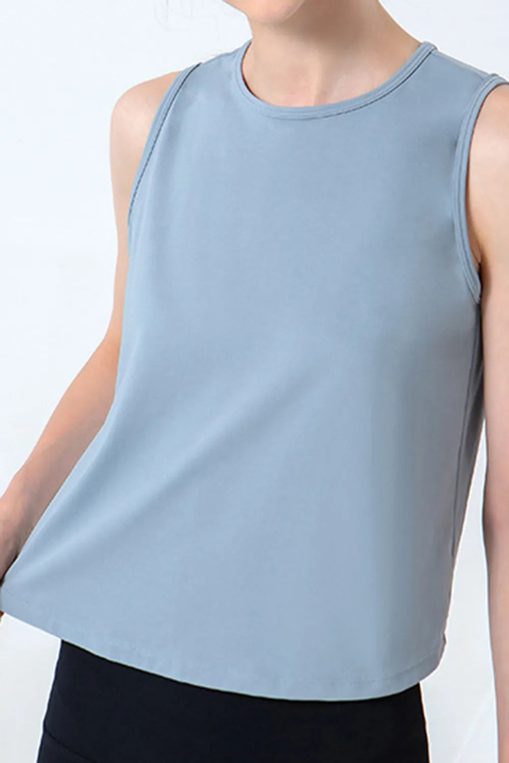 Round Neck Active Tank in Tan for Women