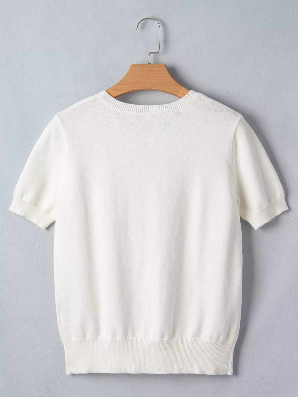 Wild West Horse Head Printed Short Sleeve Sweater in White for Women