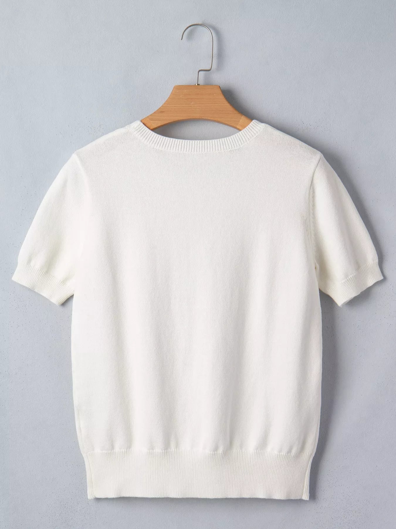 Wild West Horse Head Printed Short Sleeve Sweater in White for Women