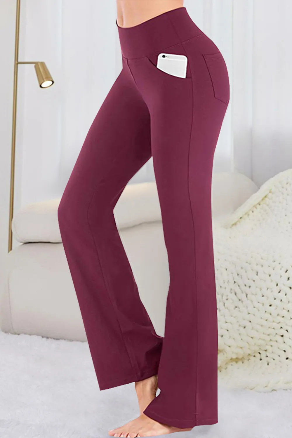 Pocketed High Waist Active Pants in Dark Gray for Women