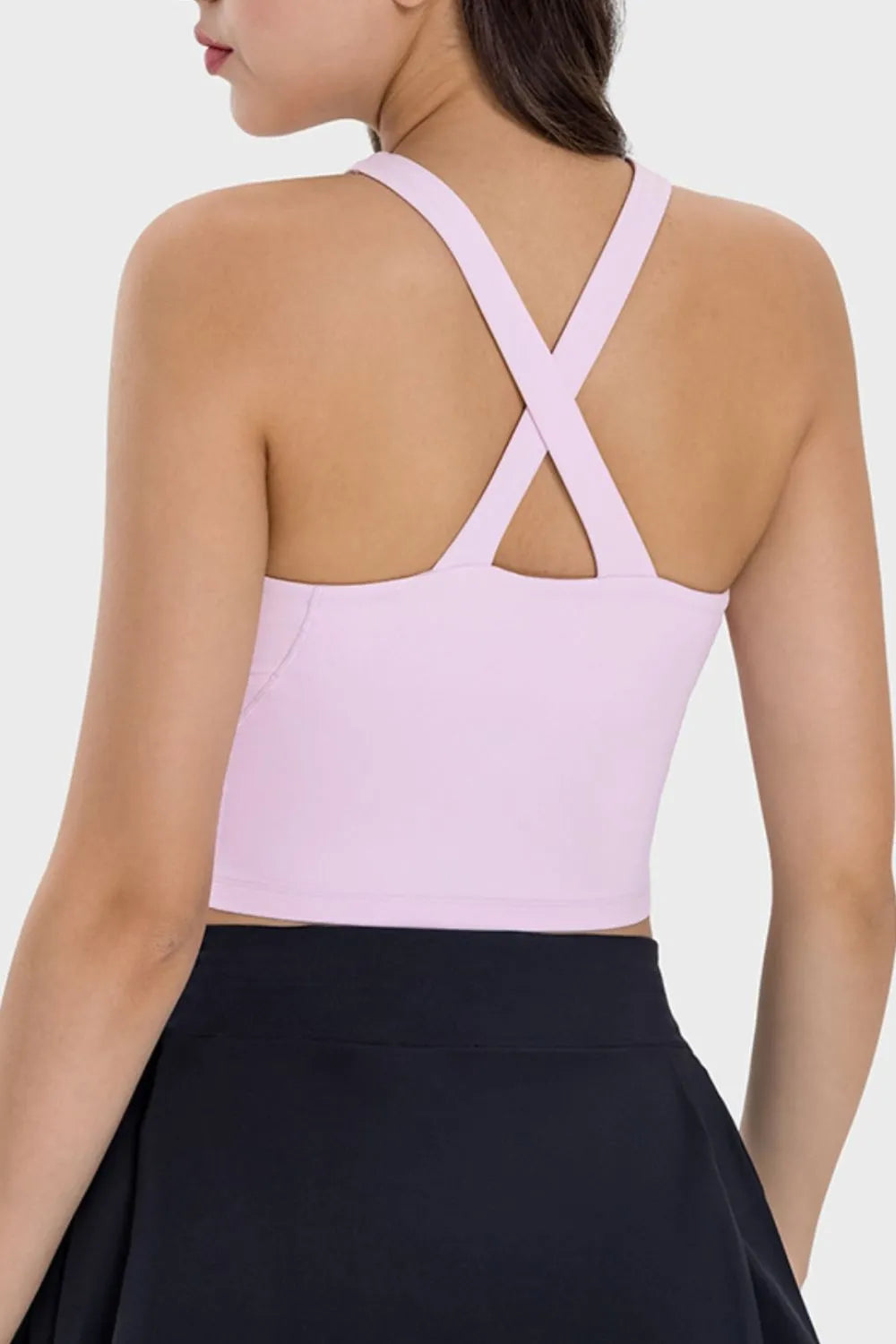 Crisscross Grecian Neck Active Cami in Cream for Women
