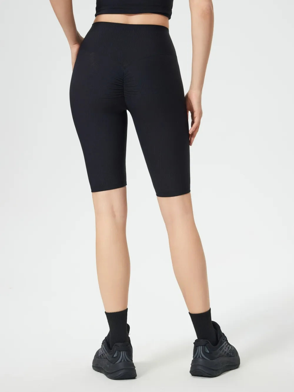 High Waist Active Shorts in Gray in Black for Women