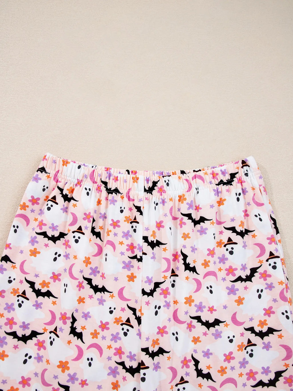 Halloween Ghost Print Button Up Top and Pants Lounge Set for Women
