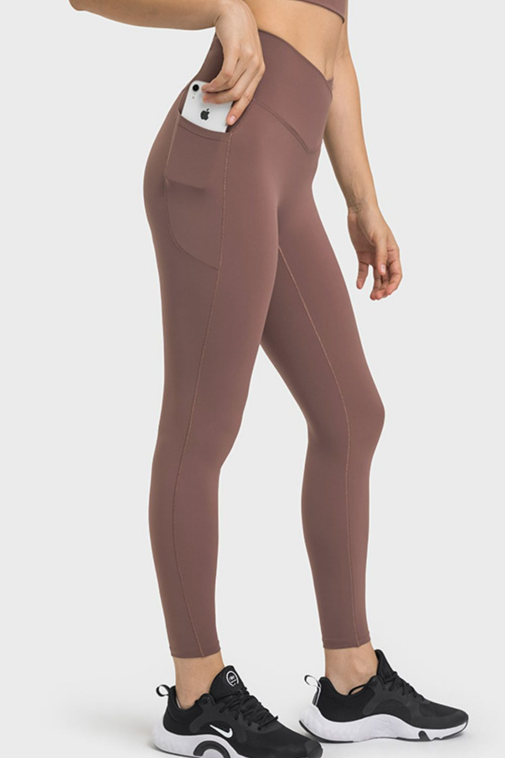 V-Waist Yoga Leggings with Pockets in French Blue for Women
