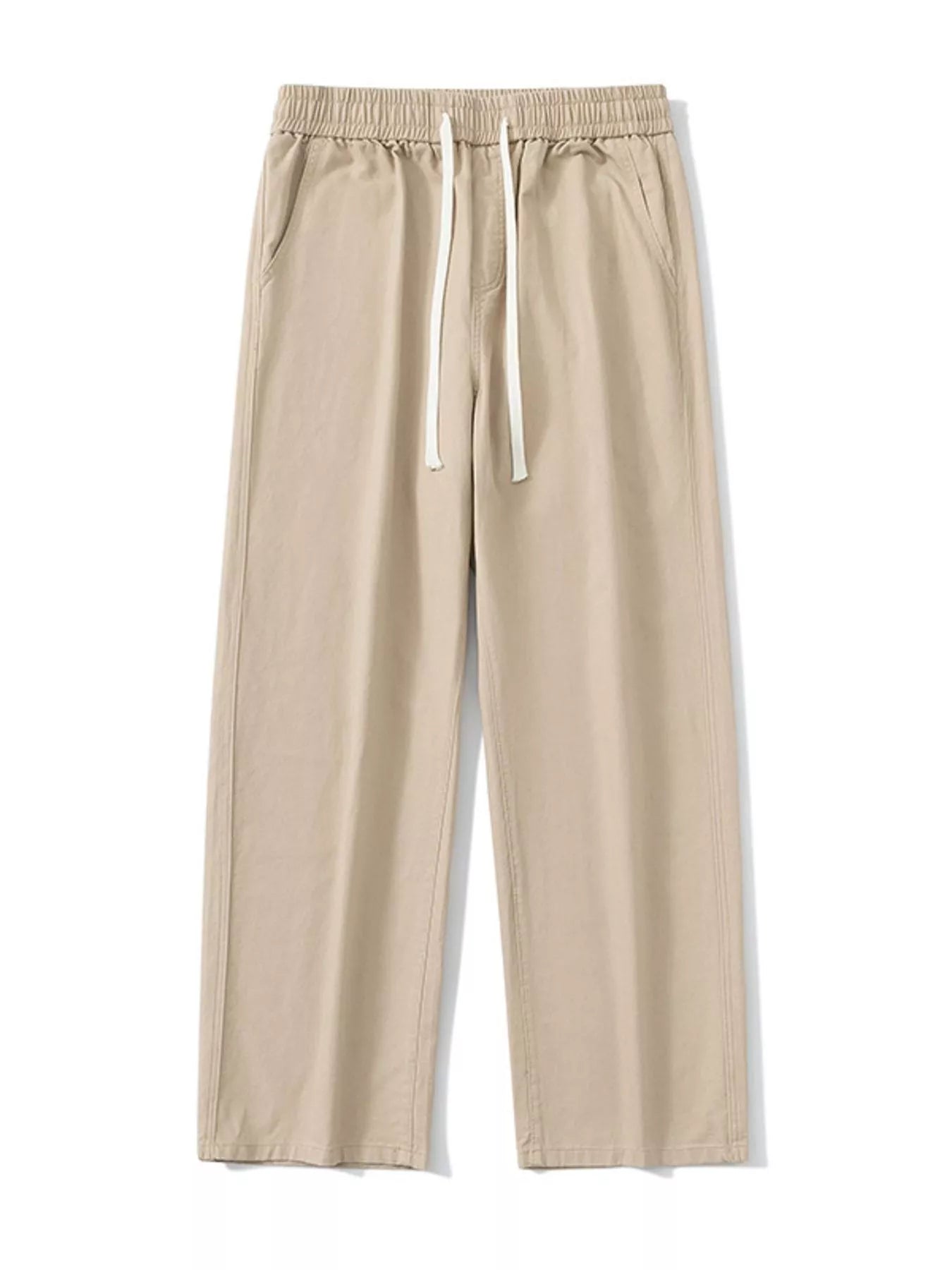 Relaxed Fit Drawstring Pants Plus Size in Black in Khaki for Men