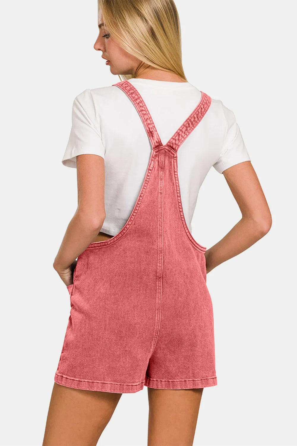 Washed Knot Strap Rompers in Cabernet for Women