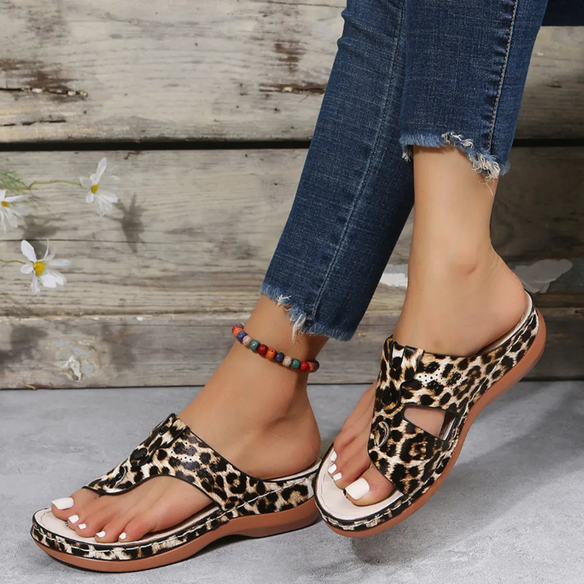 Cutout Wedge Sandals in Black for Women