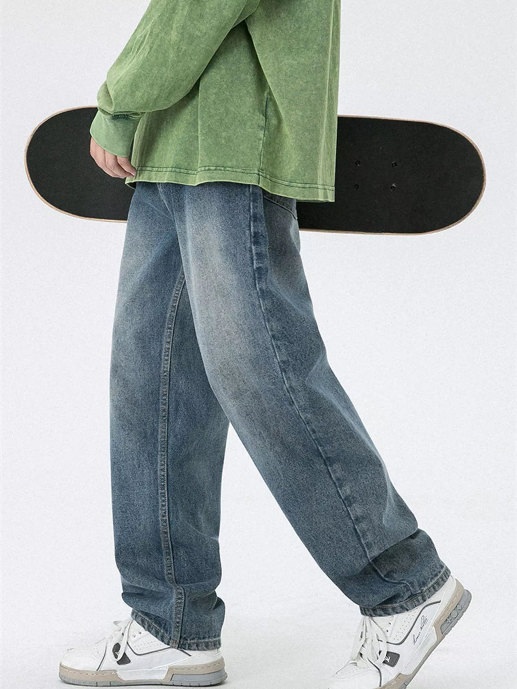 Pocketed Wide Leg Jeans in French Blue for Men