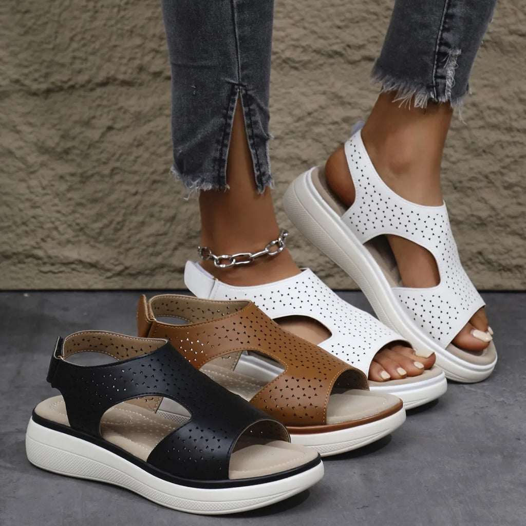 Cutout Platform Sandals in White for Women