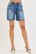 Tummy Control High Rise Raw Cut Hem Jhorts in Medium for Women