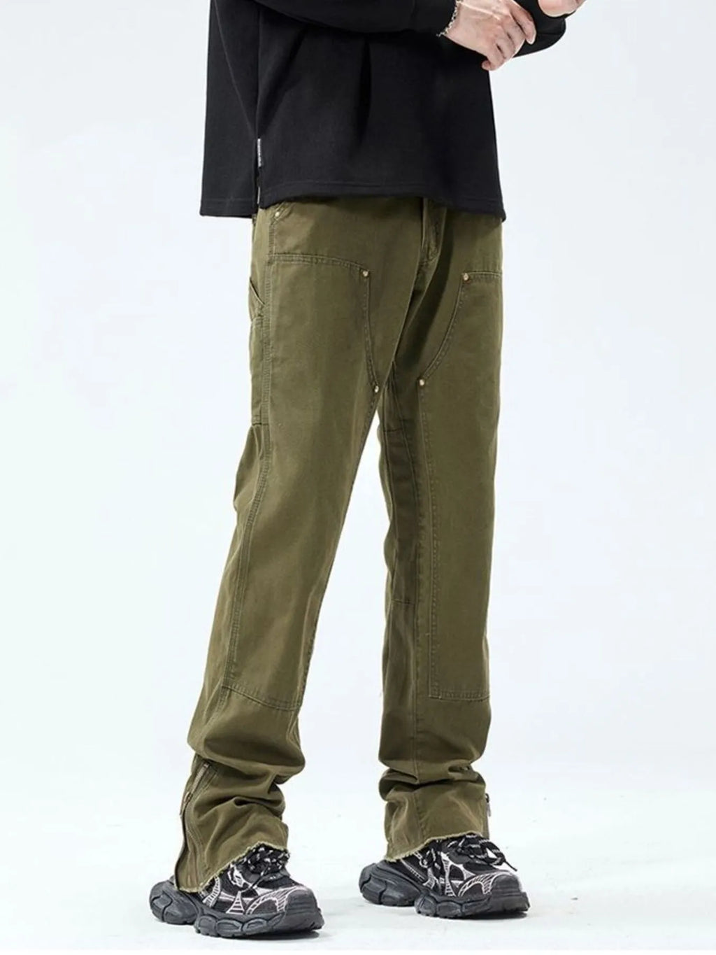 Wide Leg Jeans in Black for Men