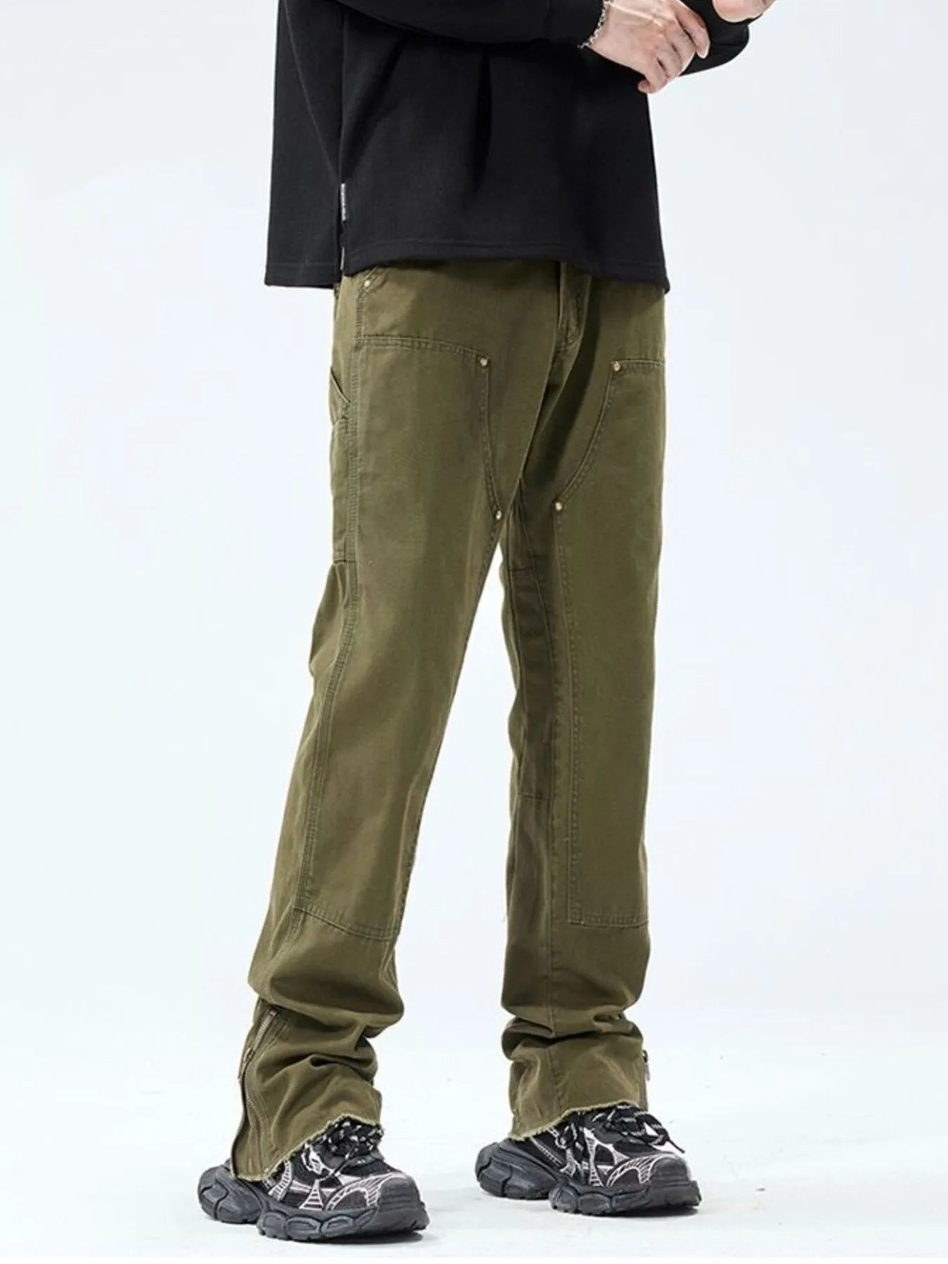 Wide Leg Jeans in Black for Men