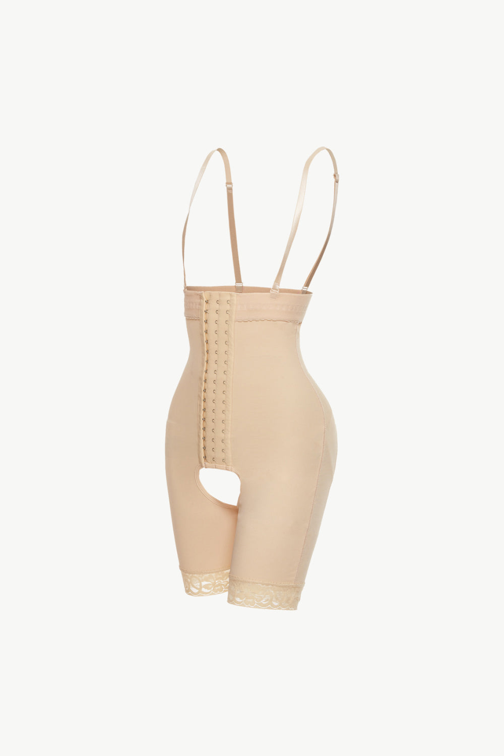 Plus Size Hook-and-Eye Lace Trim Shaping Bodysuit in Apricot for Women