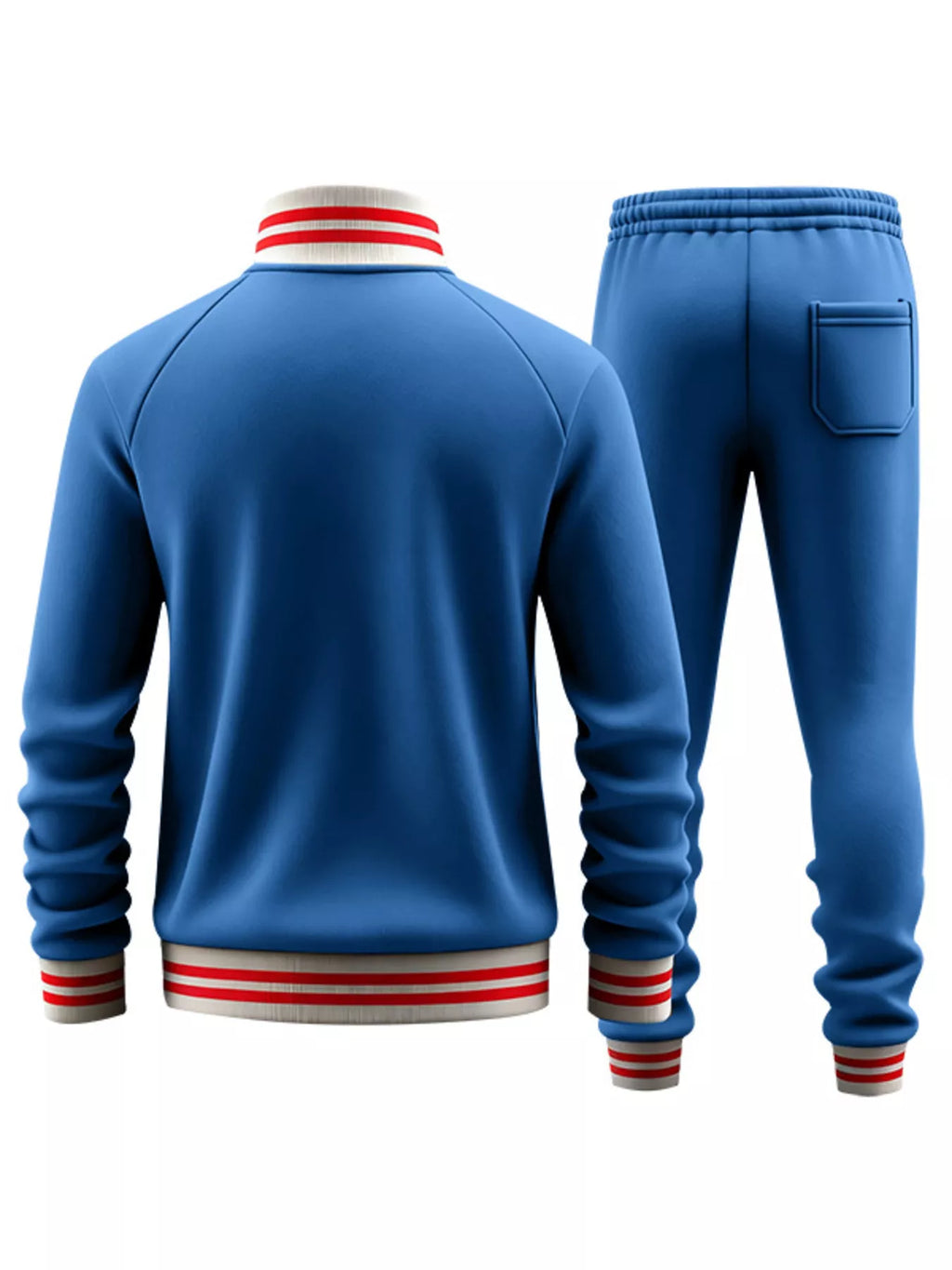 Striped Zip Up Outerwear and Pants Plus Size in Navy Blue for Men