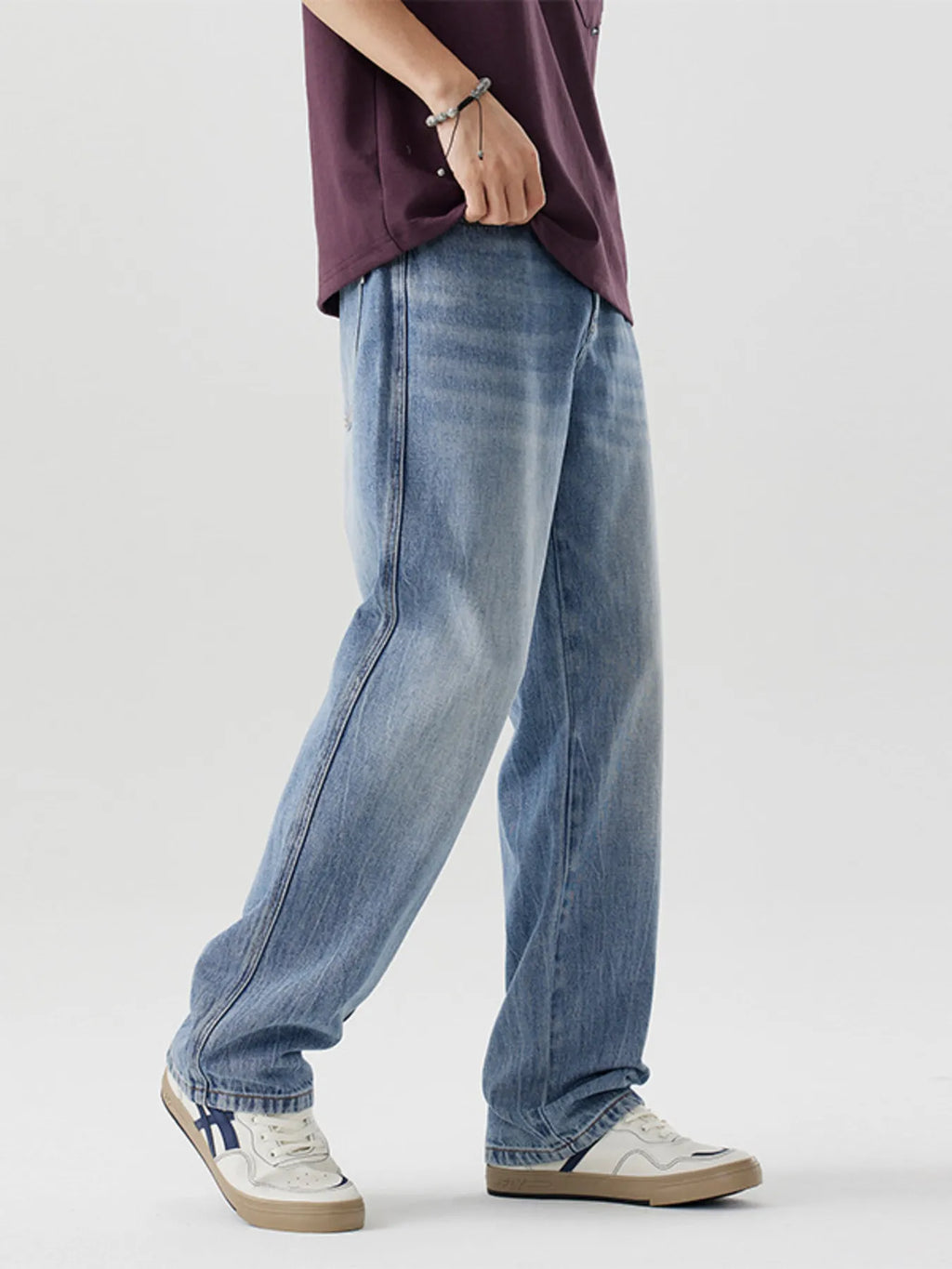 Loose Fit Wash Jeans in Blue for Men
