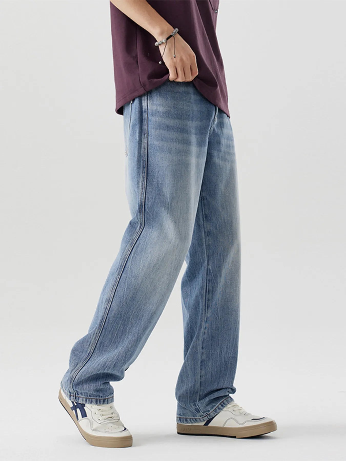 Loose Fit Wash Jeans in Blue for Men