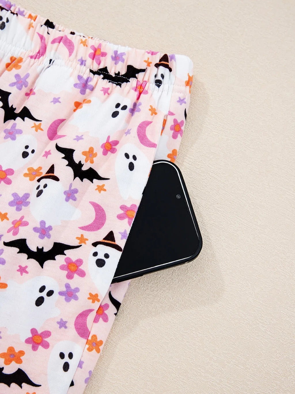Halloween Ghost Print Button Up Top and Pants Lounge Set for Women