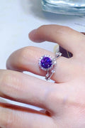 1 Carat Moissanite 925 Sterling Silver Ring in Purple for Women