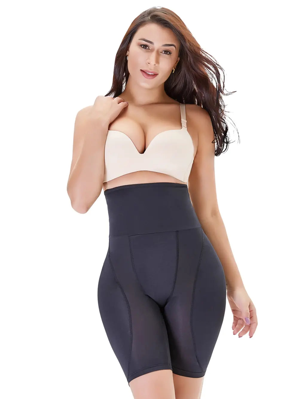 Plus Size Hip Lifting Shaping Shorts in Ivory in Black for Women