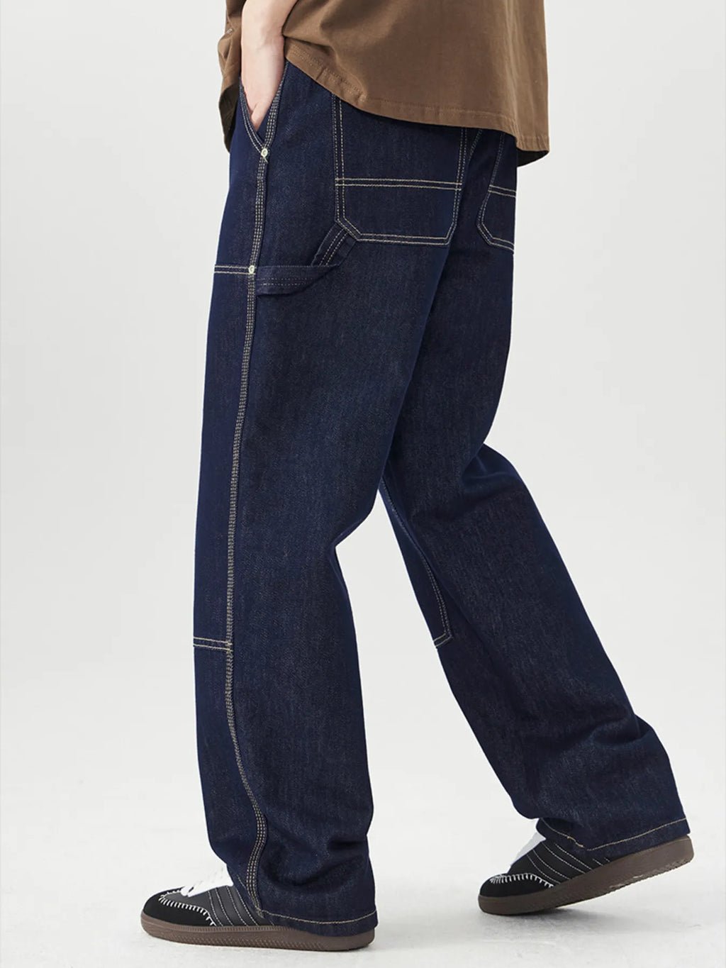 Wide Leg Jeans in Dark Navy for Men