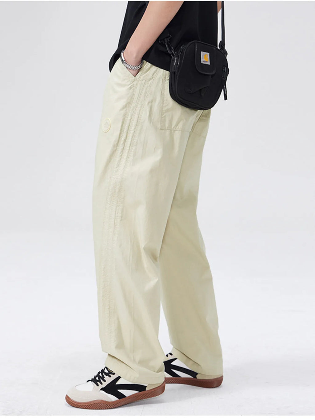 Wide Leg Casual Pants Plus Size in Gray Blue for Men