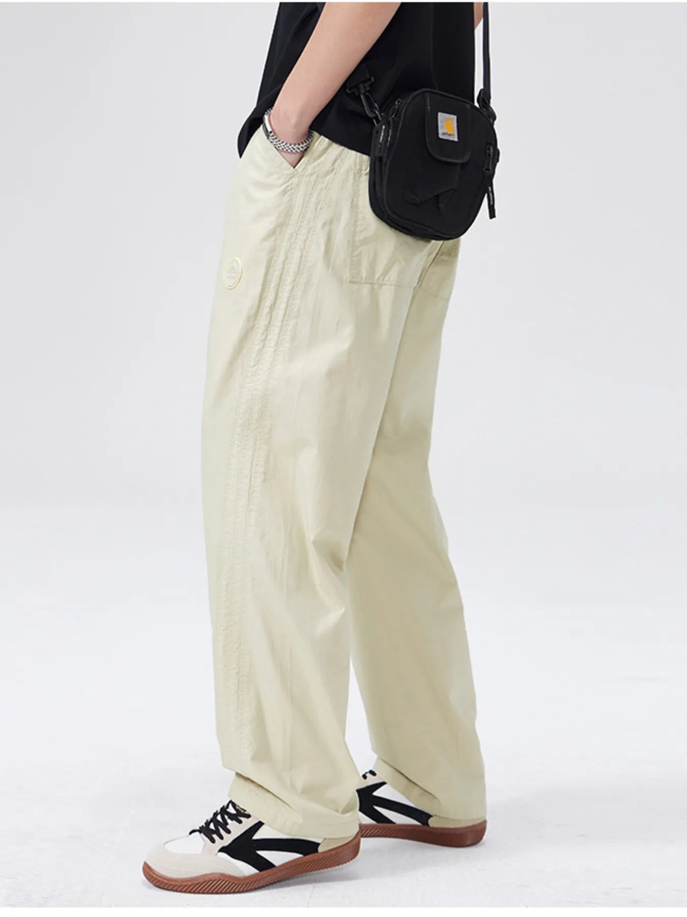 Wide Leg Casual Pants Plus Size in Gray Blue for Men