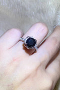2 Carat Black Moissanite Floral Ring for Women