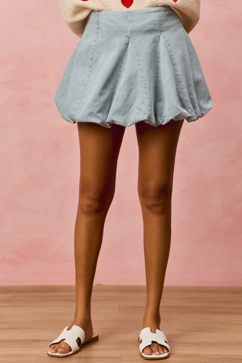 Denim Bubble Mini Skirt for Women