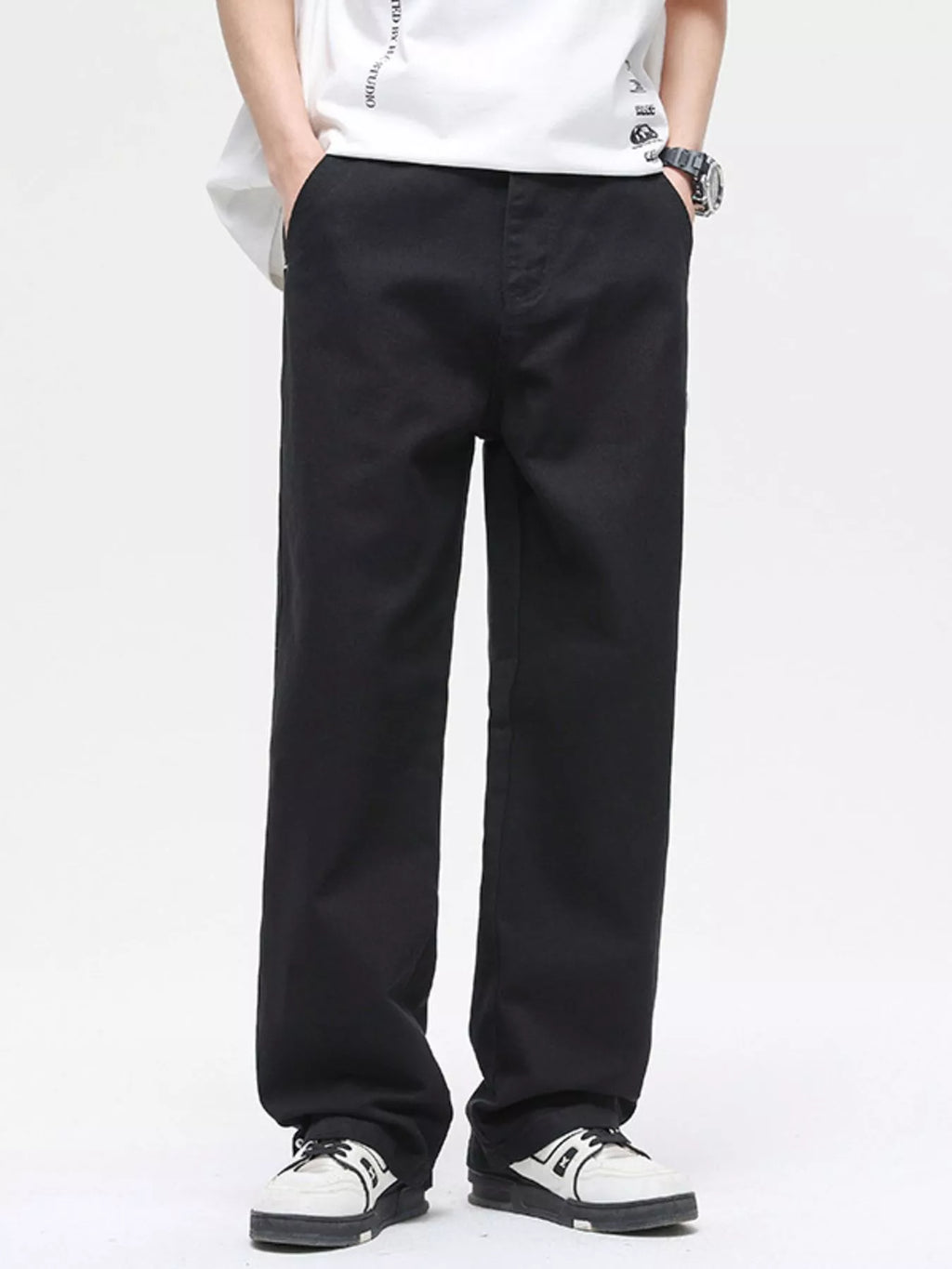Washed Wide Leg Jeans Plus Size in White for Men