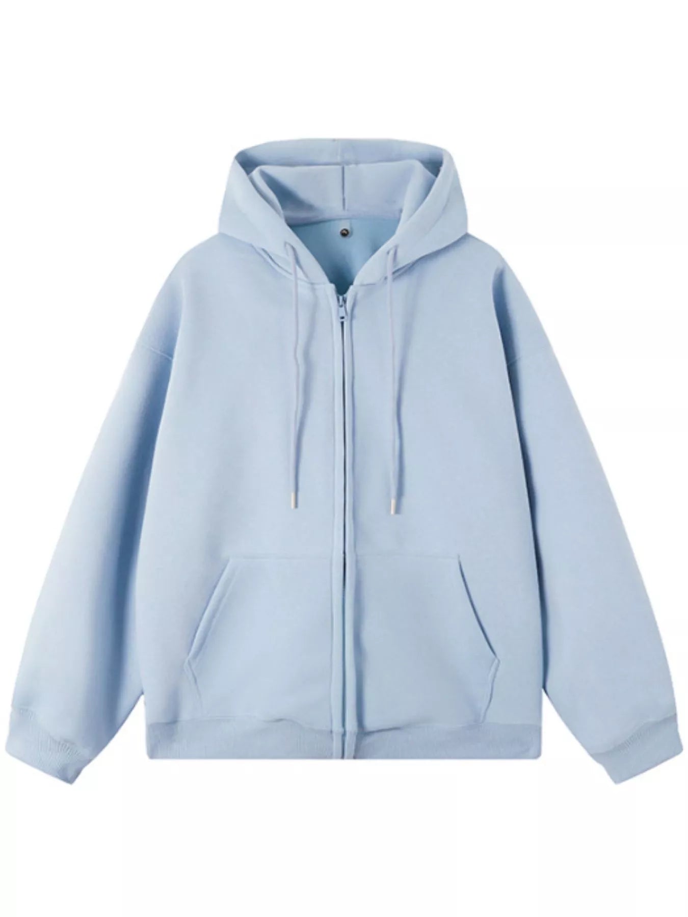 Casual Loose Fit Zip-Up Hoodie in Pink for Men