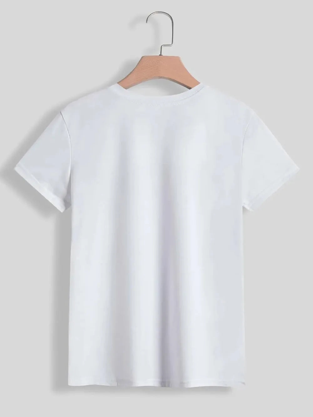 Graphic Round Neck Short Sleeve T-Shirt in Pink Purple for Women